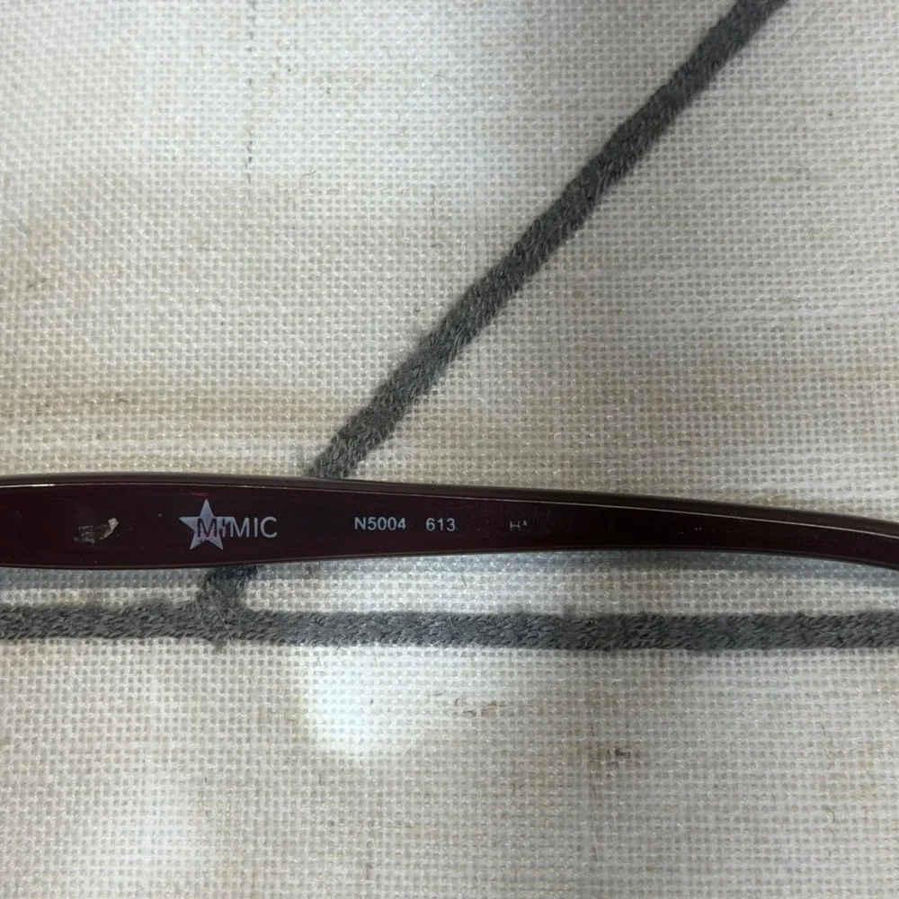 Mimic Eyeglass Frames 54-15-135 Red Burgundy Rectangular N5004 613 Buckle Detail